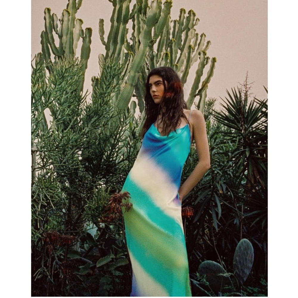 Tie dye satin effect dress